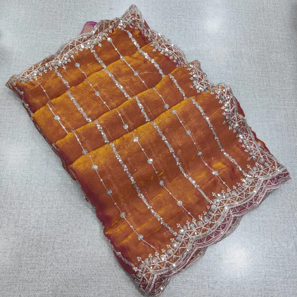 Trending Fendy Silk Saree With Complete Zari and Sequence Work | SR176